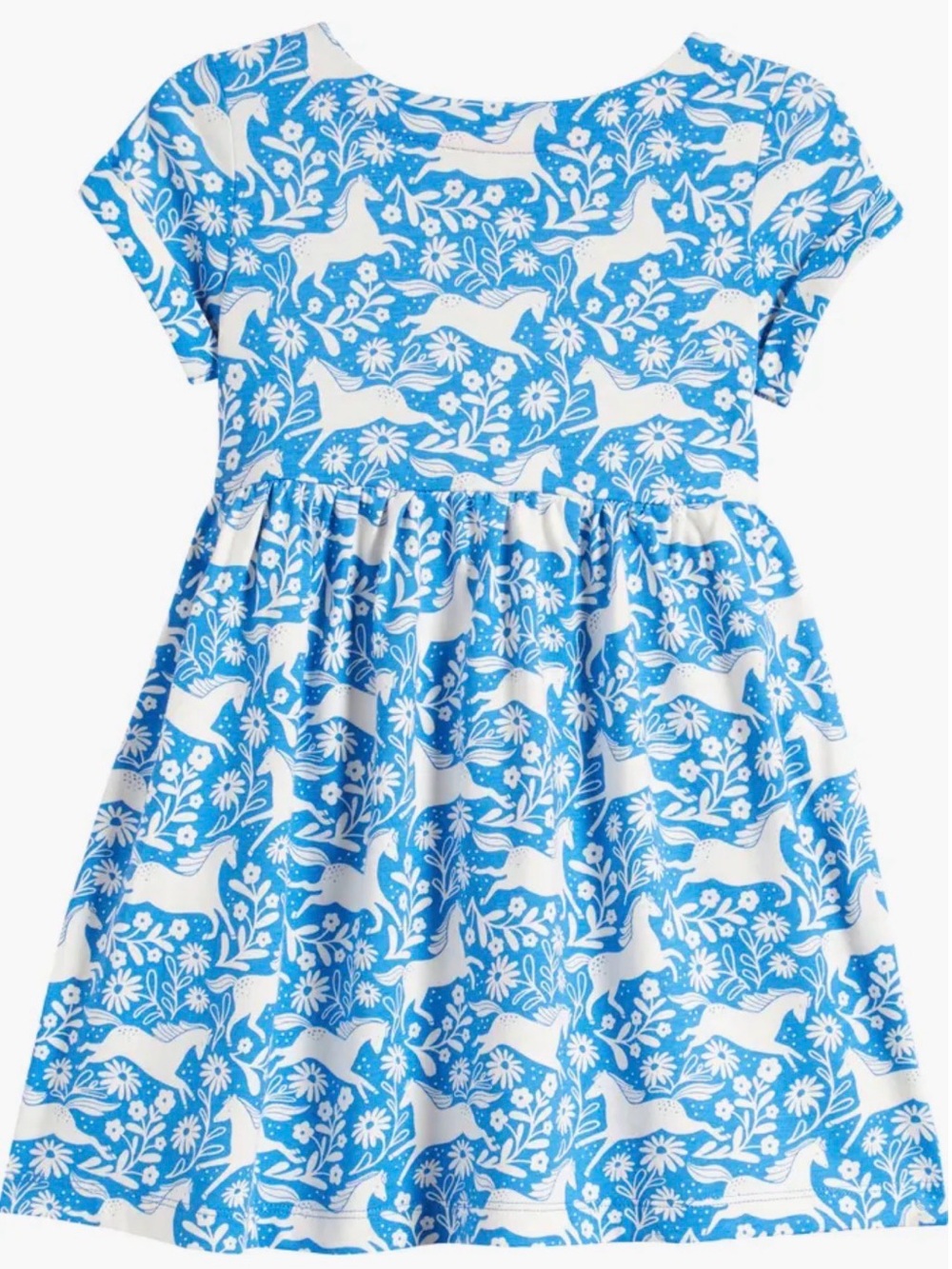 Adorable Mini Boden blue horse & floral print dress in girls size 7-8Y 🐎💙